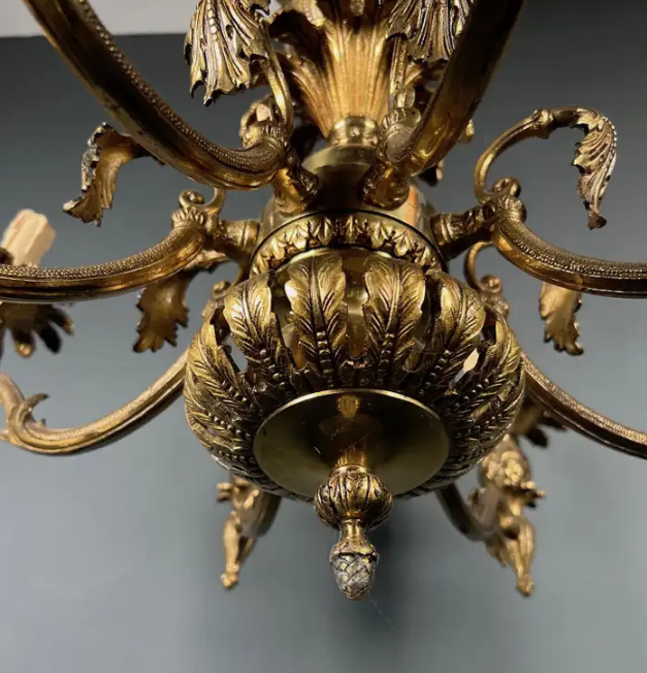 Bronze pineapple chandelier with 8 arms, 1960s 11