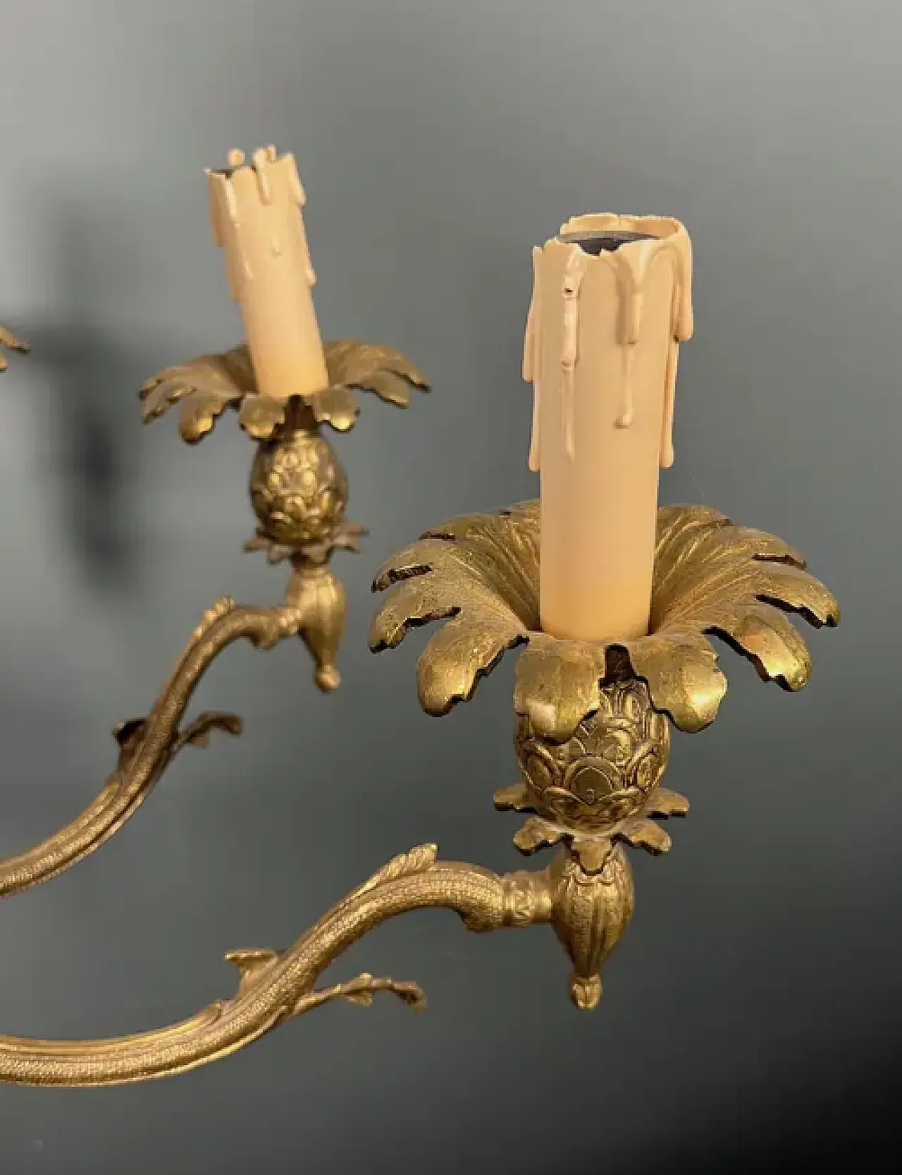 Bronze pineapple chandelier with 8 arms, 1960s 13