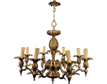 Bronze pineapple chandelier with 8 arms, 1960s