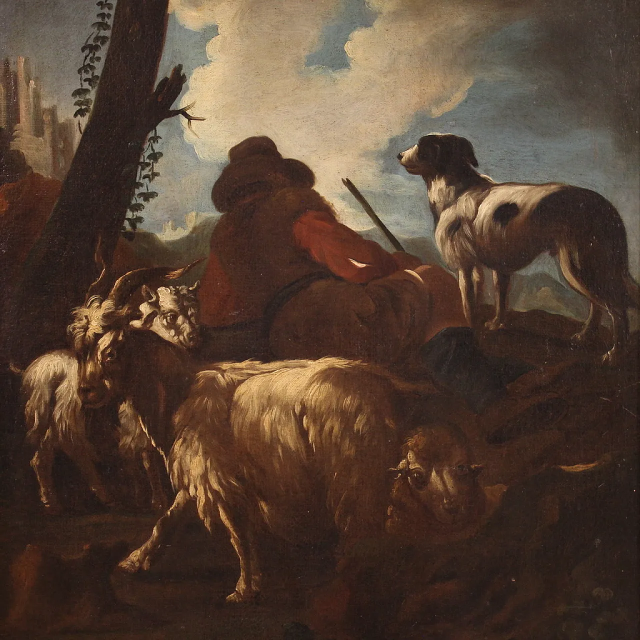 Rosa da Tivoli, Landscape with animal flock, 17th century 3