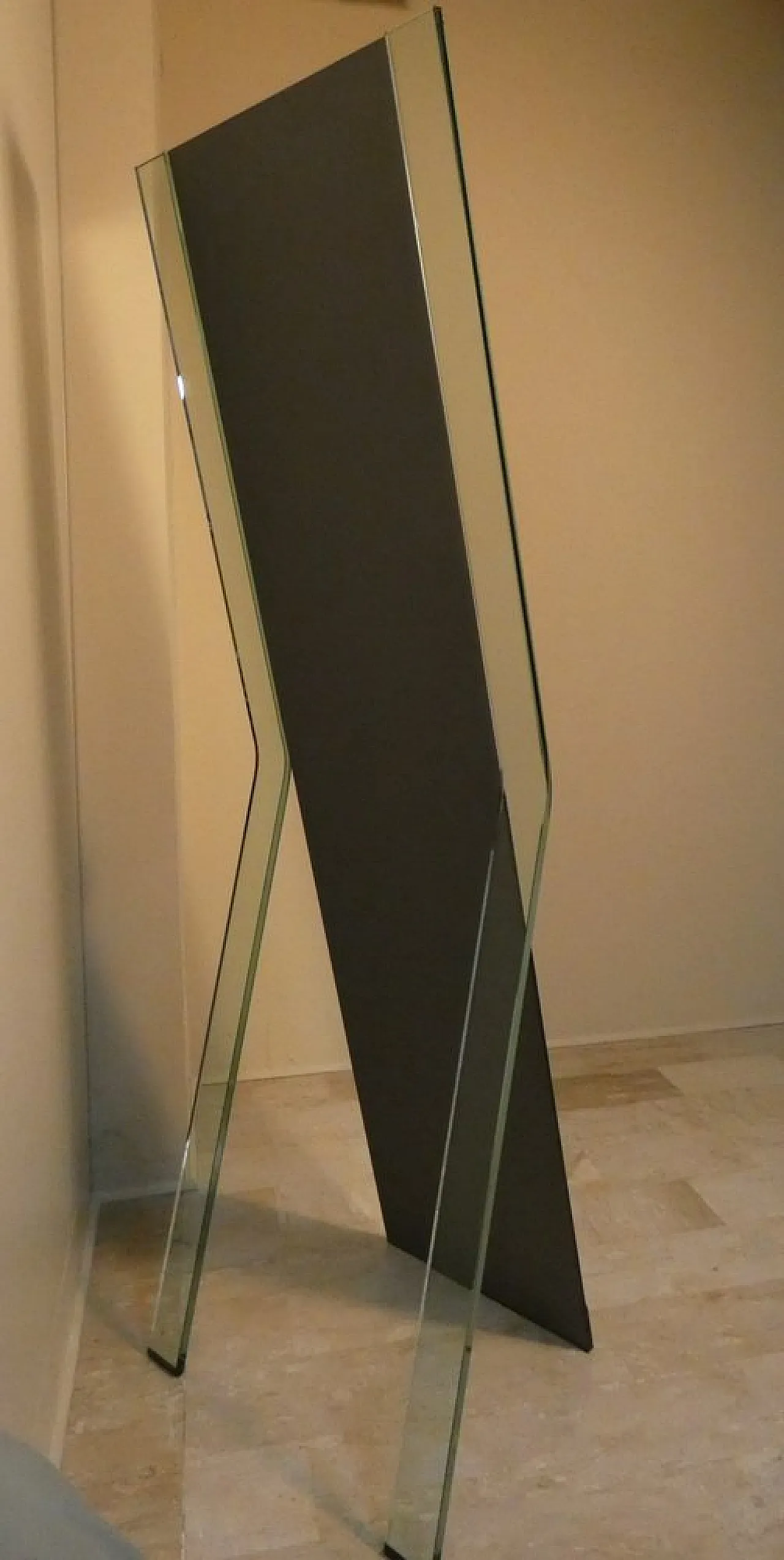 Mirror Obliquo in Curved Glass by Massimo Morozzi for Fiam, 1980s 7