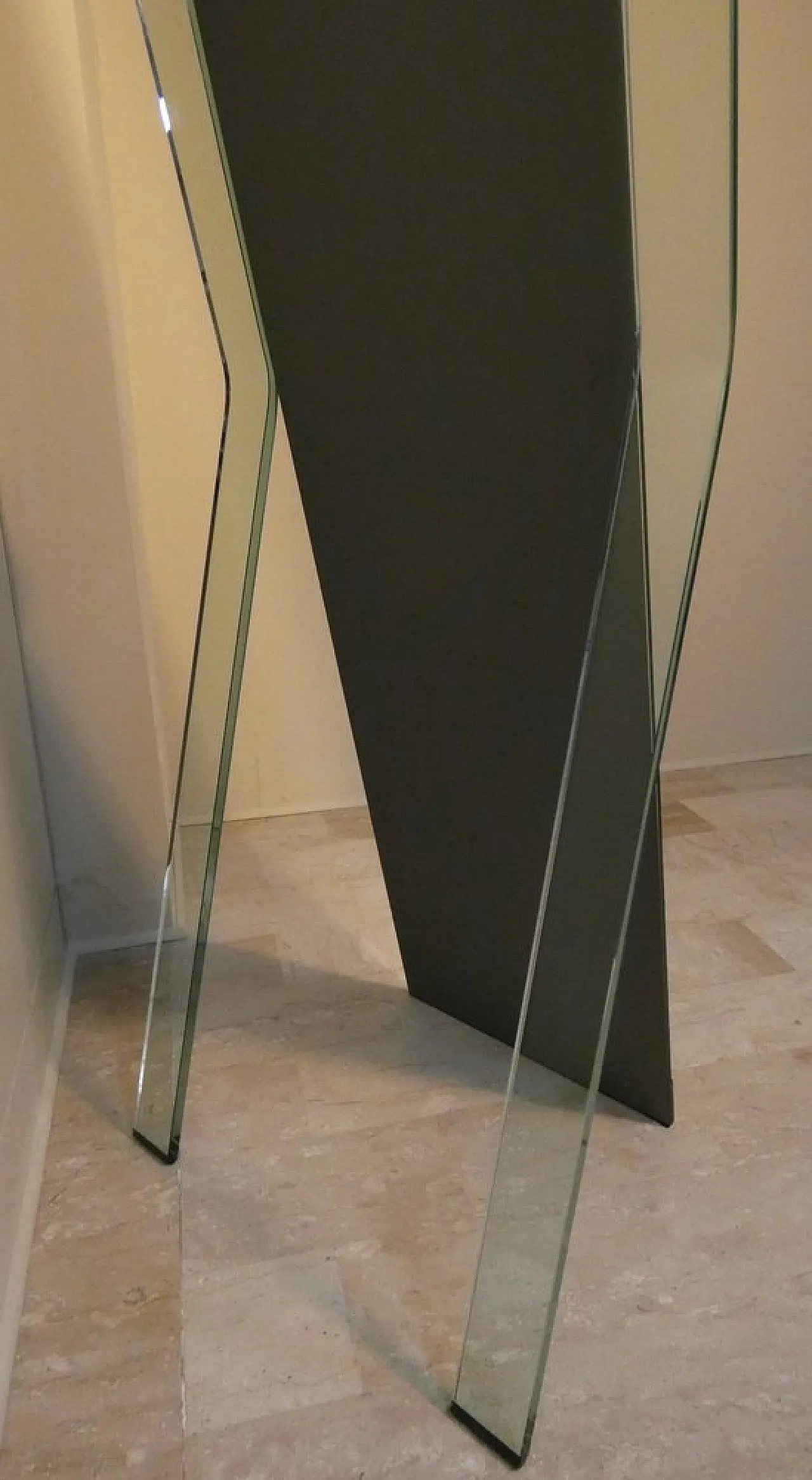 Mirror Obliquo in Curved Glass by Massimo Morozzi for Fiam, 1980s 8