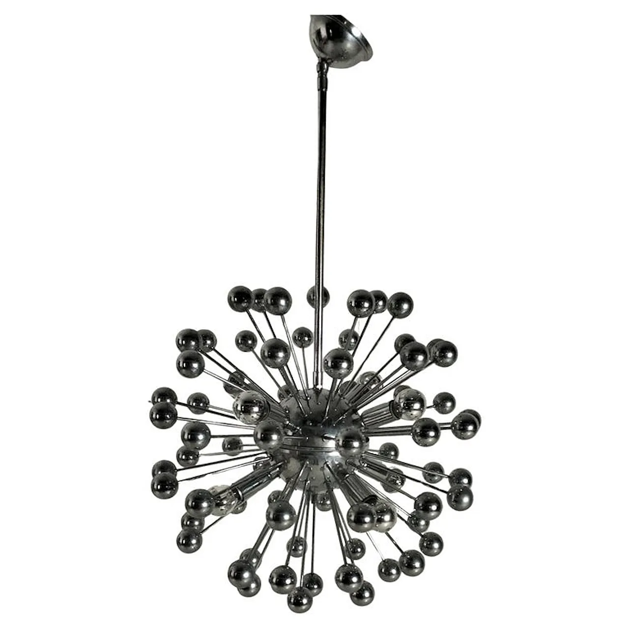 Space Age 8 lights Sputnik chrome steel chandelier, 1970s 1