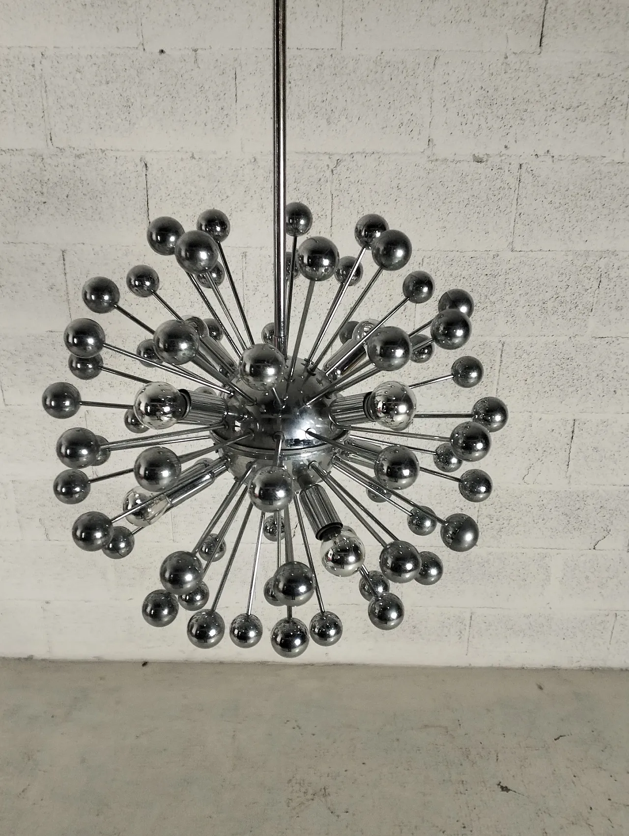 Space Age 8 lights Sputnik chrome steel chandelier, 1970s 3