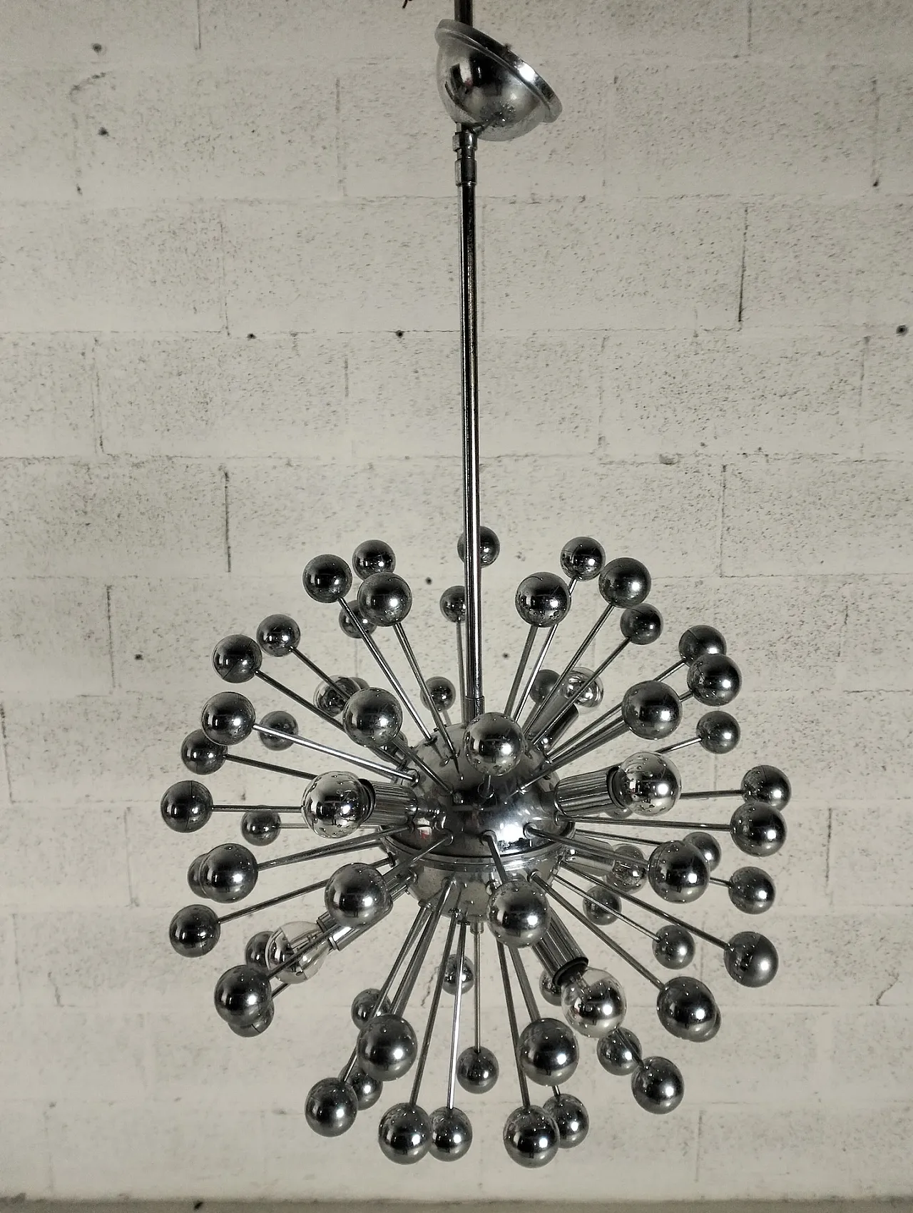 Space Age 8 lights Sputnik chrome steel chandelier, 1970s 4