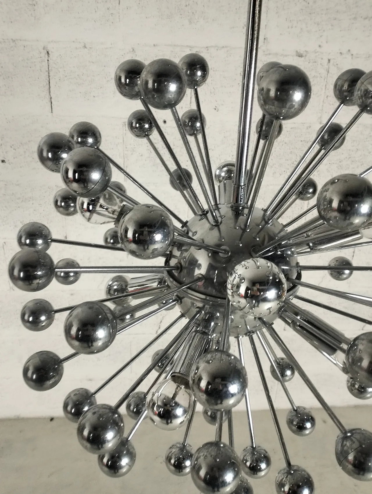 Space Age 8 lights Sputnik chrome steel chandelier, 1970s 5