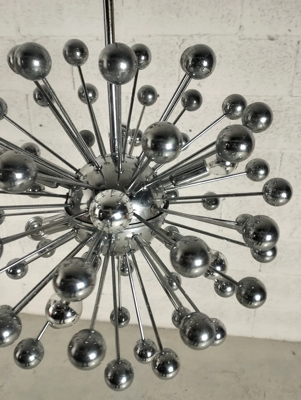 Space Age 8 lights Sputnik chrome steel chandelier, 1970s 6