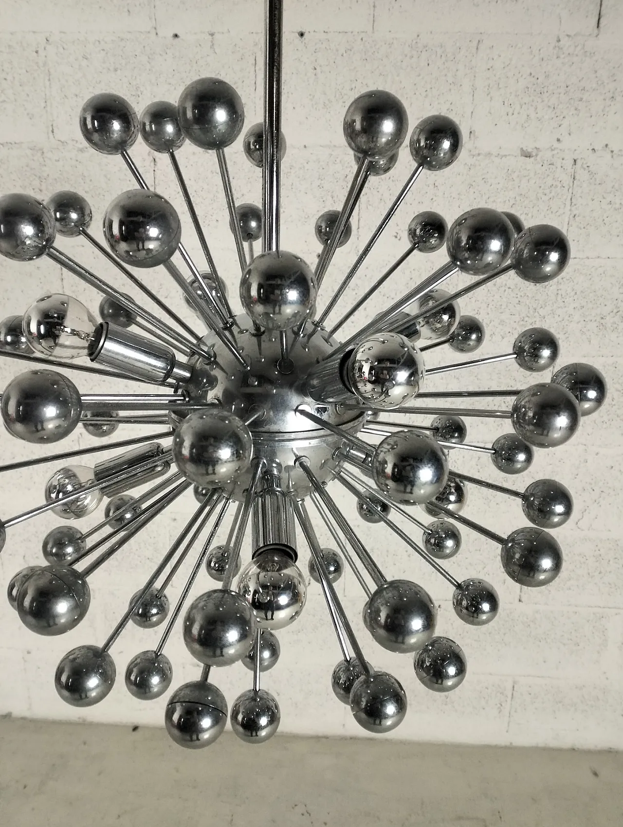 Space Age 8 lights Sputnik chrome steel chandelier, 1970s 7