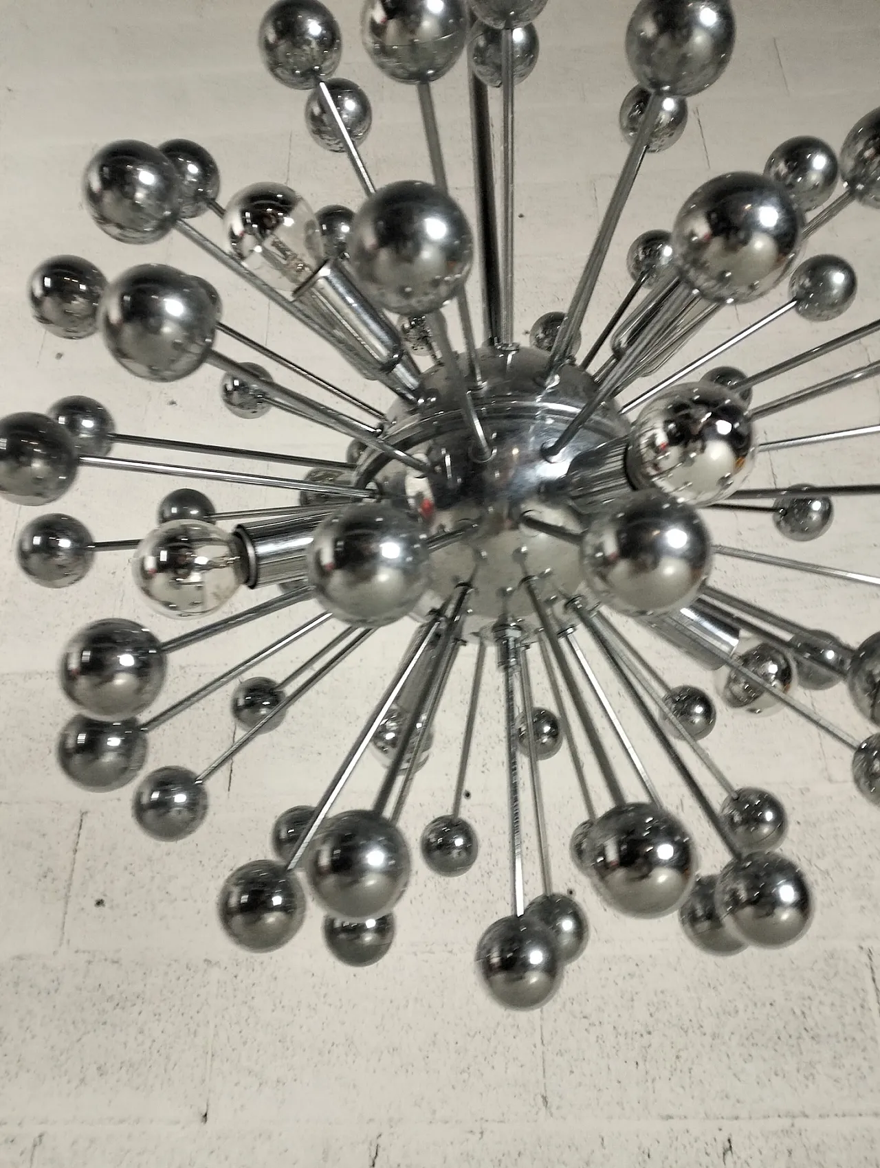 Space Age 8 lights Sputnik chrome steel chandelier, 1970s 10