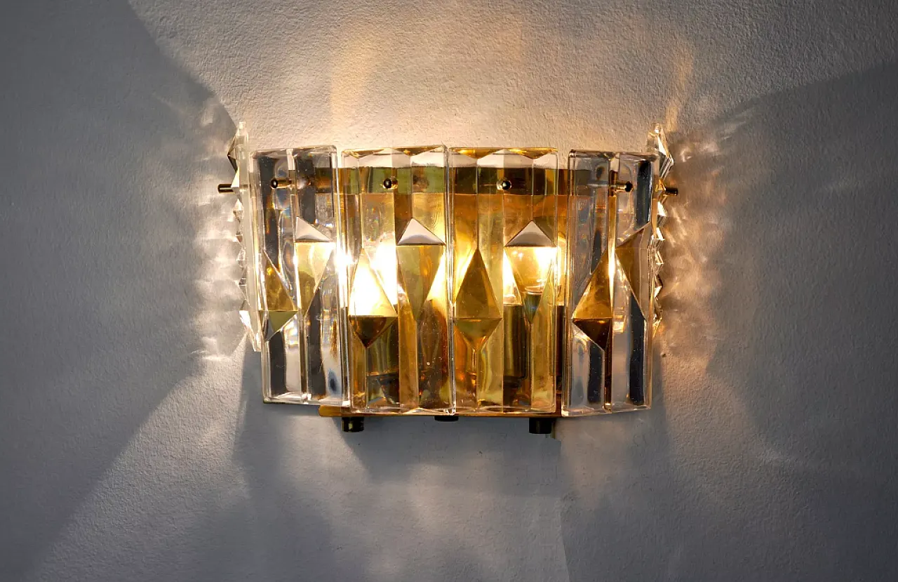 Kinkeldey 6-crystal wall lamp, 1970s 5