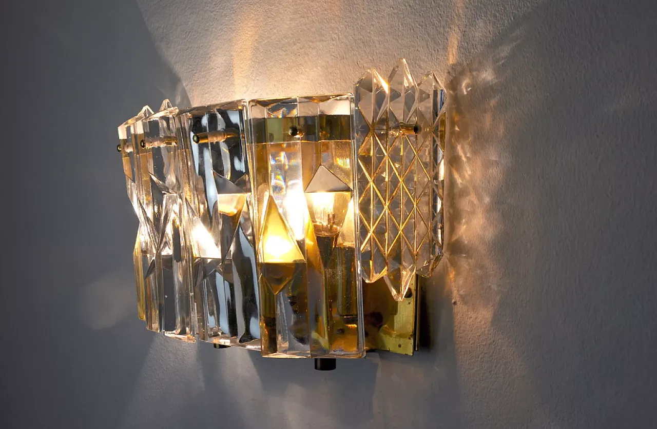 Kinkeldey 6-crystal wall lamp, 1970s 6