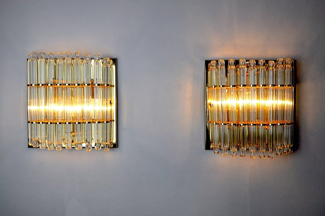 Pair of blown glass Regency wall lights, 1980s 2