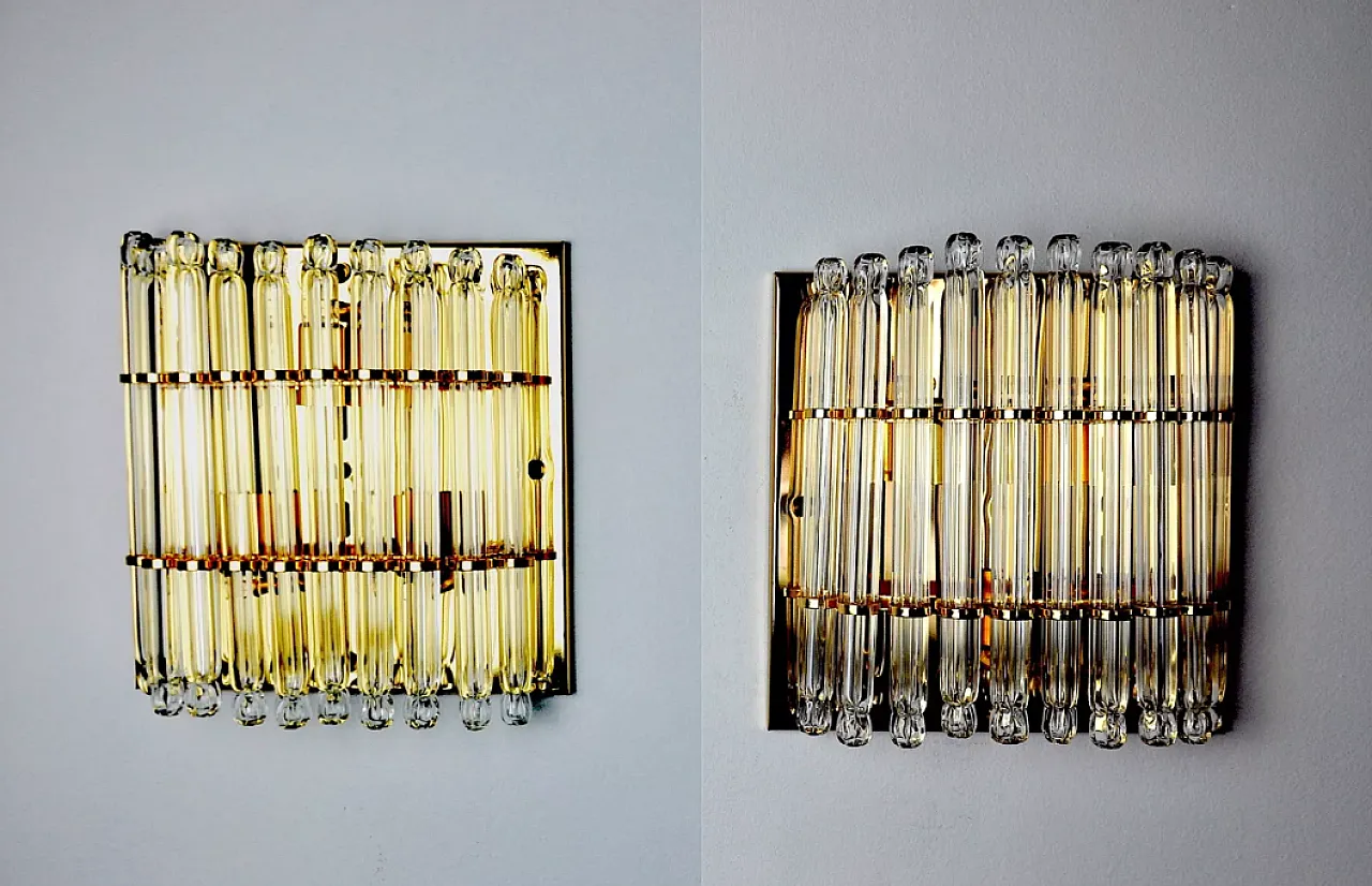 Pair of blown glass Regency wall lights, 1980s 3