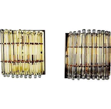 Pair of blown glass Regency wall lights, 1980s