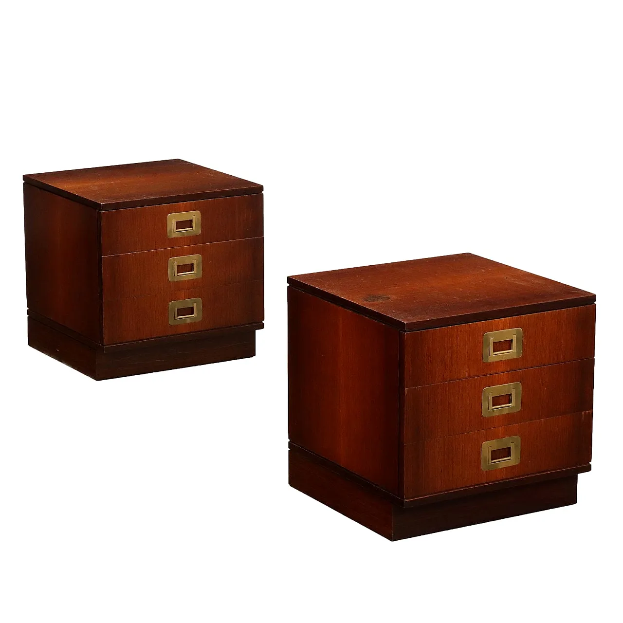 Pair of wooden and brass bedside tables by Ico Parisi, 1960s 1