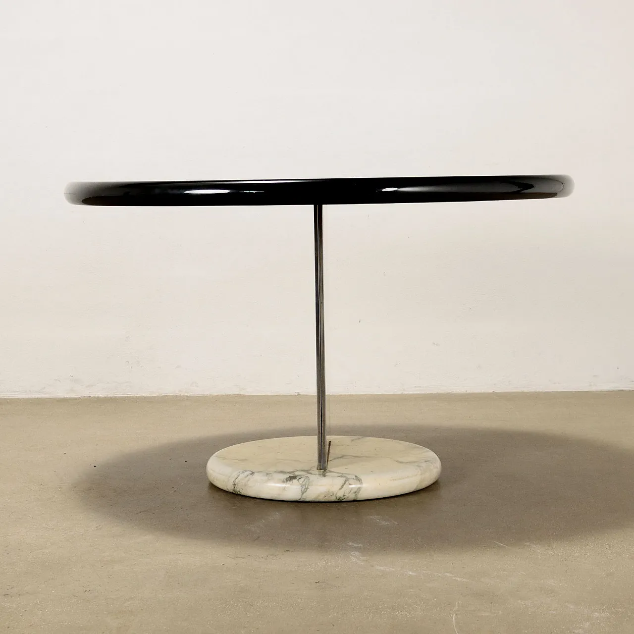 Table with marble and metal base and lacquered wood top, 1980s 7