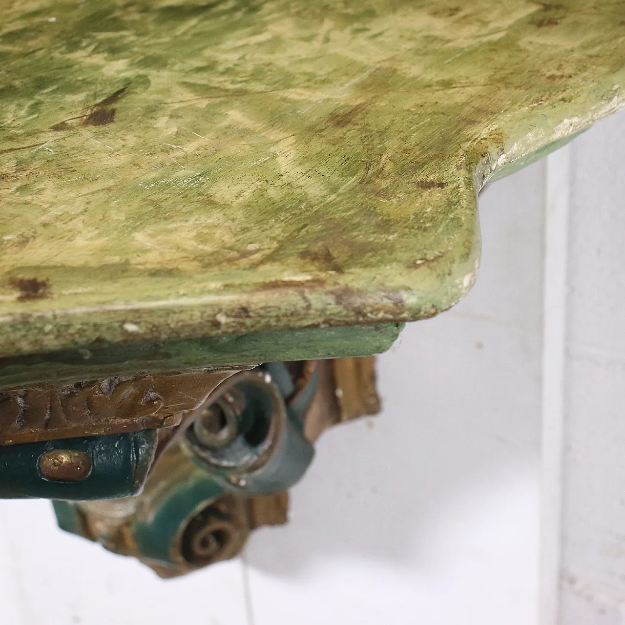 Eclectic style shelf in painted stucco with marble top, 19th century 4