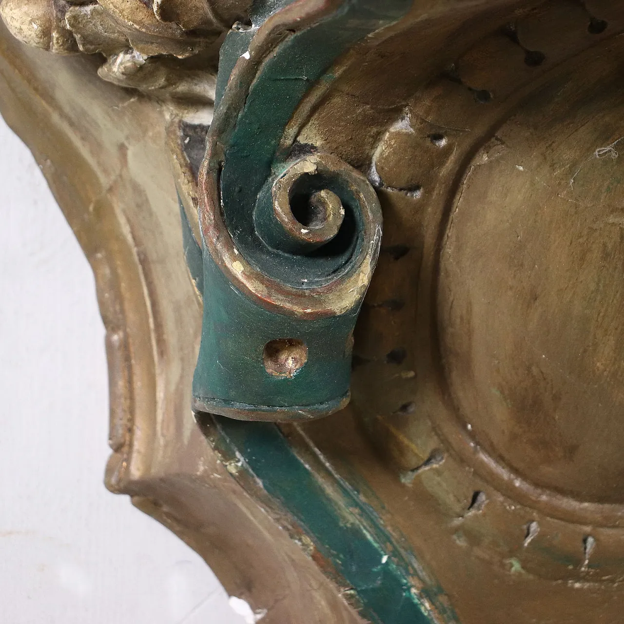 Eclectic style shelf in painted stucco with marble top, 19th century 6