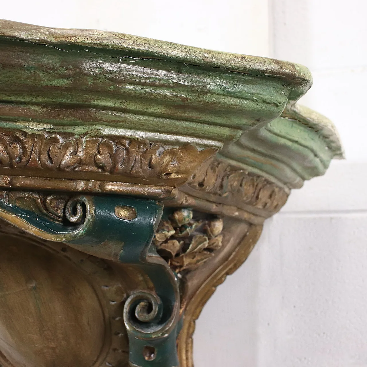 Eclectic style shelf in painted stucco with marble top, 19th century 7