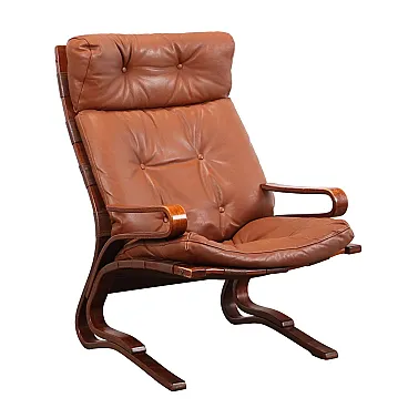 Hove Möbler Skiline Armchair Vintage Leather Norway 1980s