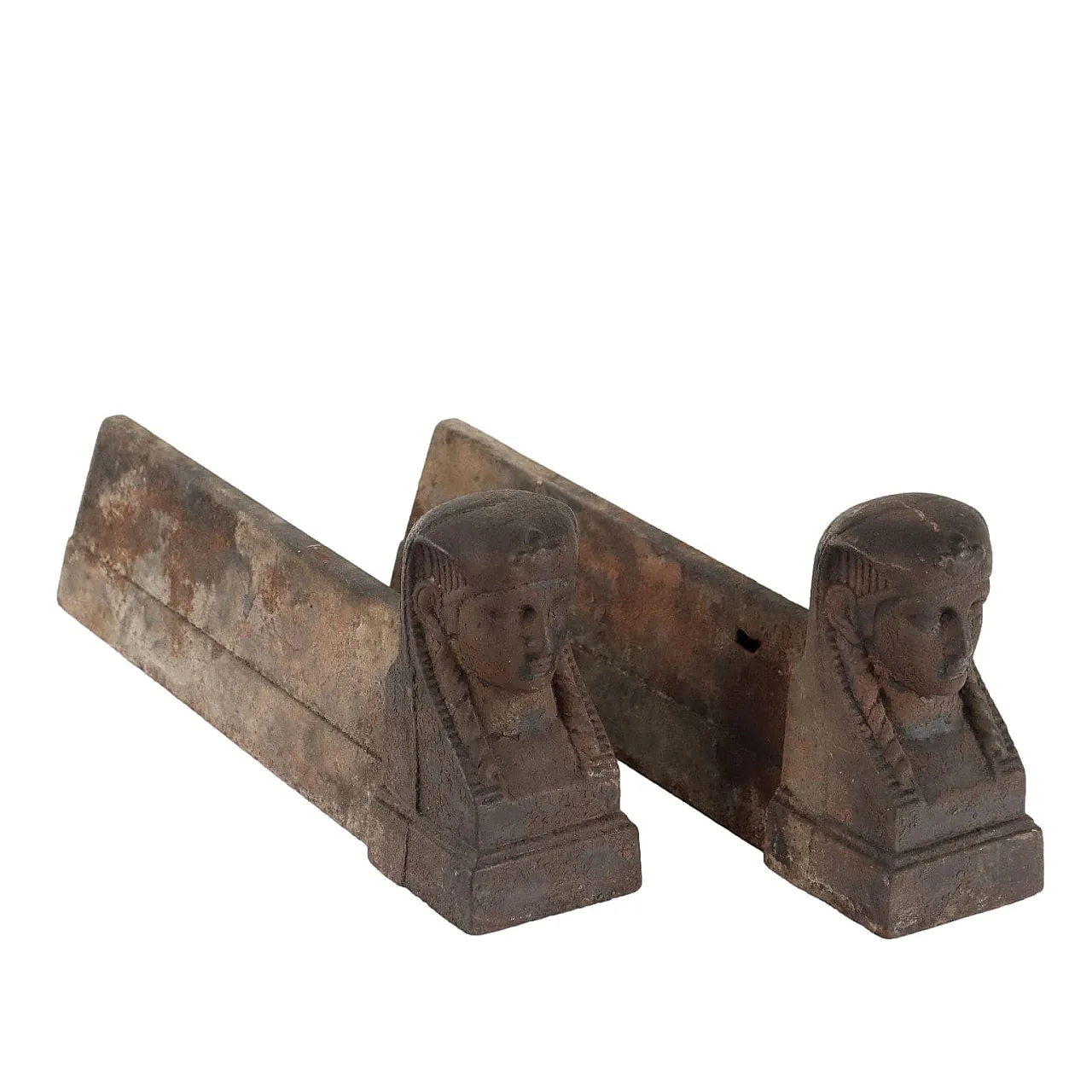 Pair of iron halos with faces of pharaohs, late 19th century 1