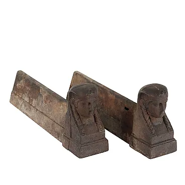 Pair of iron halos with faces of pharaohs, late 19th century