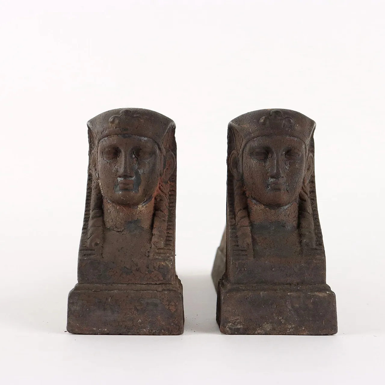 Pair of iron halos with faces of pharaohs, late 19th century 5