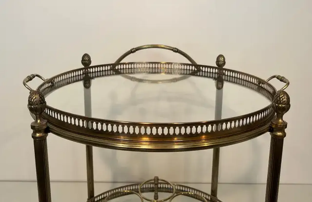 Round silvered brass drinks cart by Maison Bagués, 1940s 5