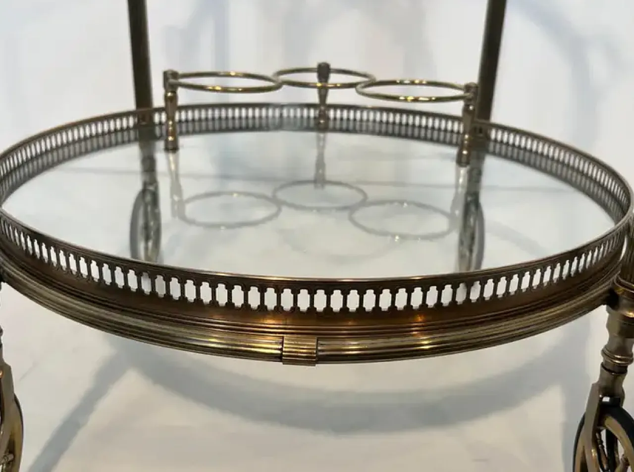 Round silvered brass drinks cart by Maison Bagués, 1940s 10