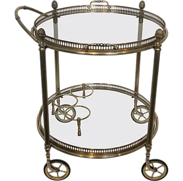 Round silvered brass drinks cart by Maison Bagués, 1940s