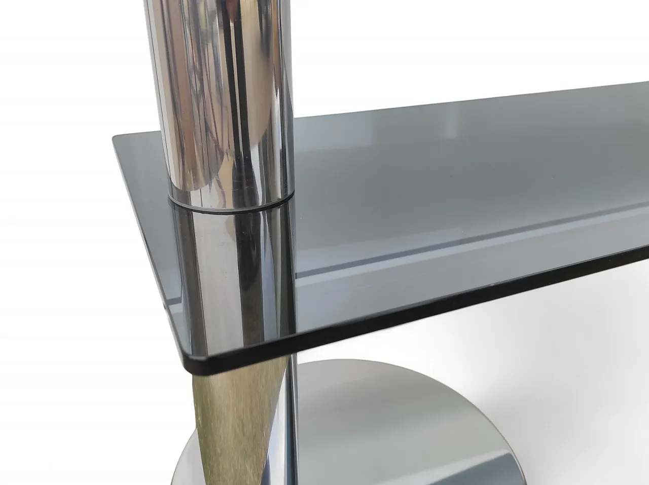 Smoked glass, steel and chrome plating console, 1970s 11