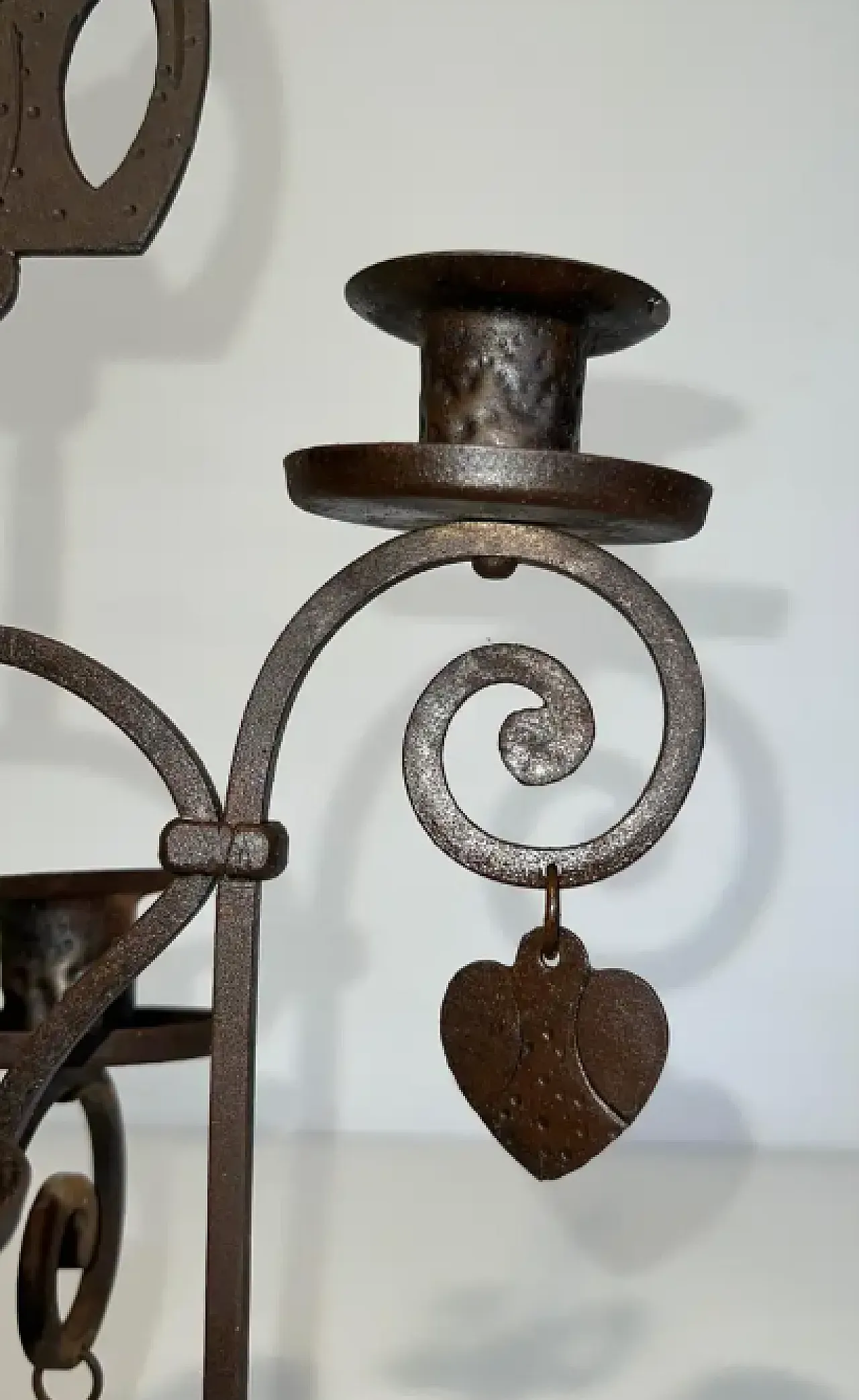 Two lights wrought iron candlestick representing a swan, 1950s 6