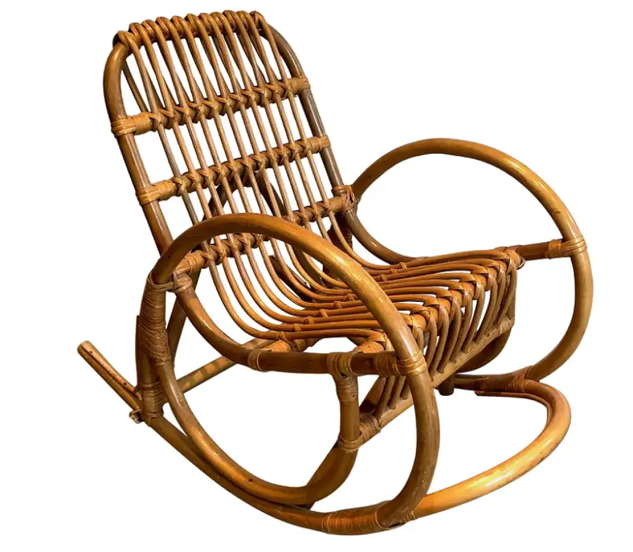 Children rattan rocking chair, 1970s 1