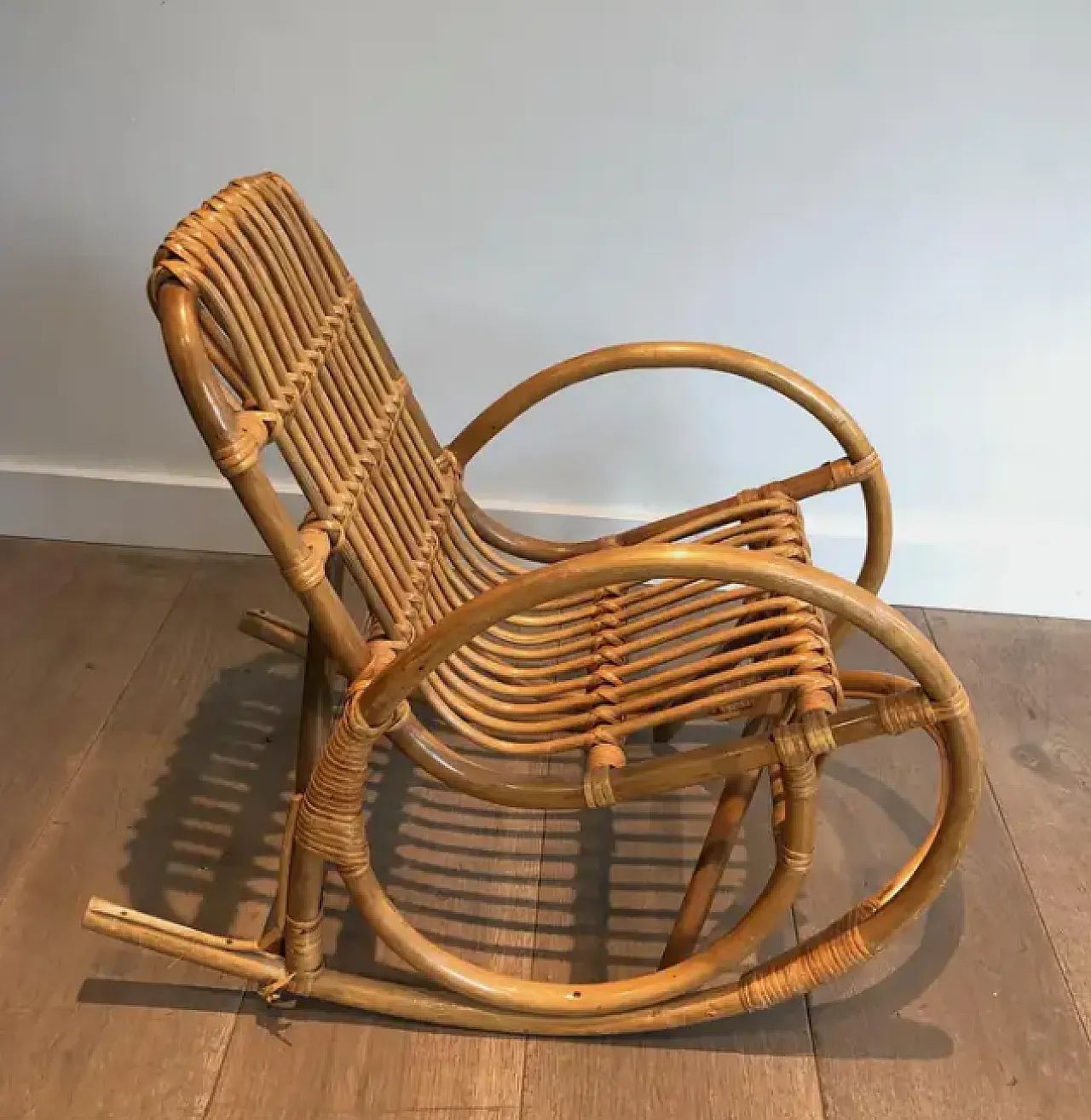 Children rattan rocking chair, 1970s 3