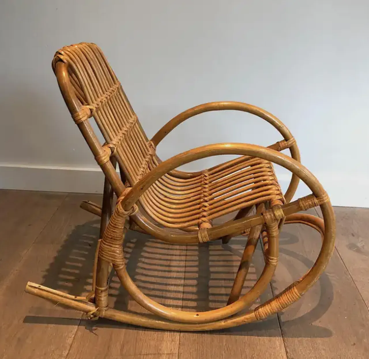 Children rattan rocking chair, 1970s 4