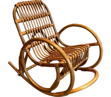 Children rattan rocking chair, 1970s