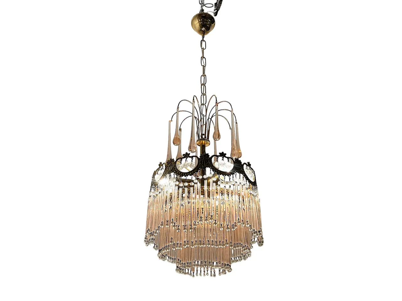 Pink Murano Glass Rod Chandelier 1