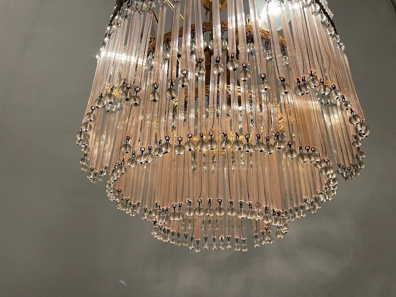 Pink Murano Glass Rod Chandelier 6