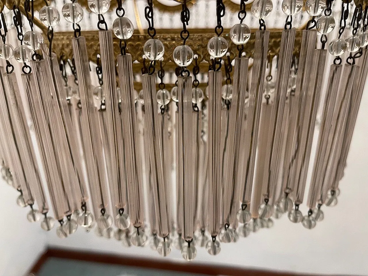 Pink Murano Glass Rod Chandelier 10