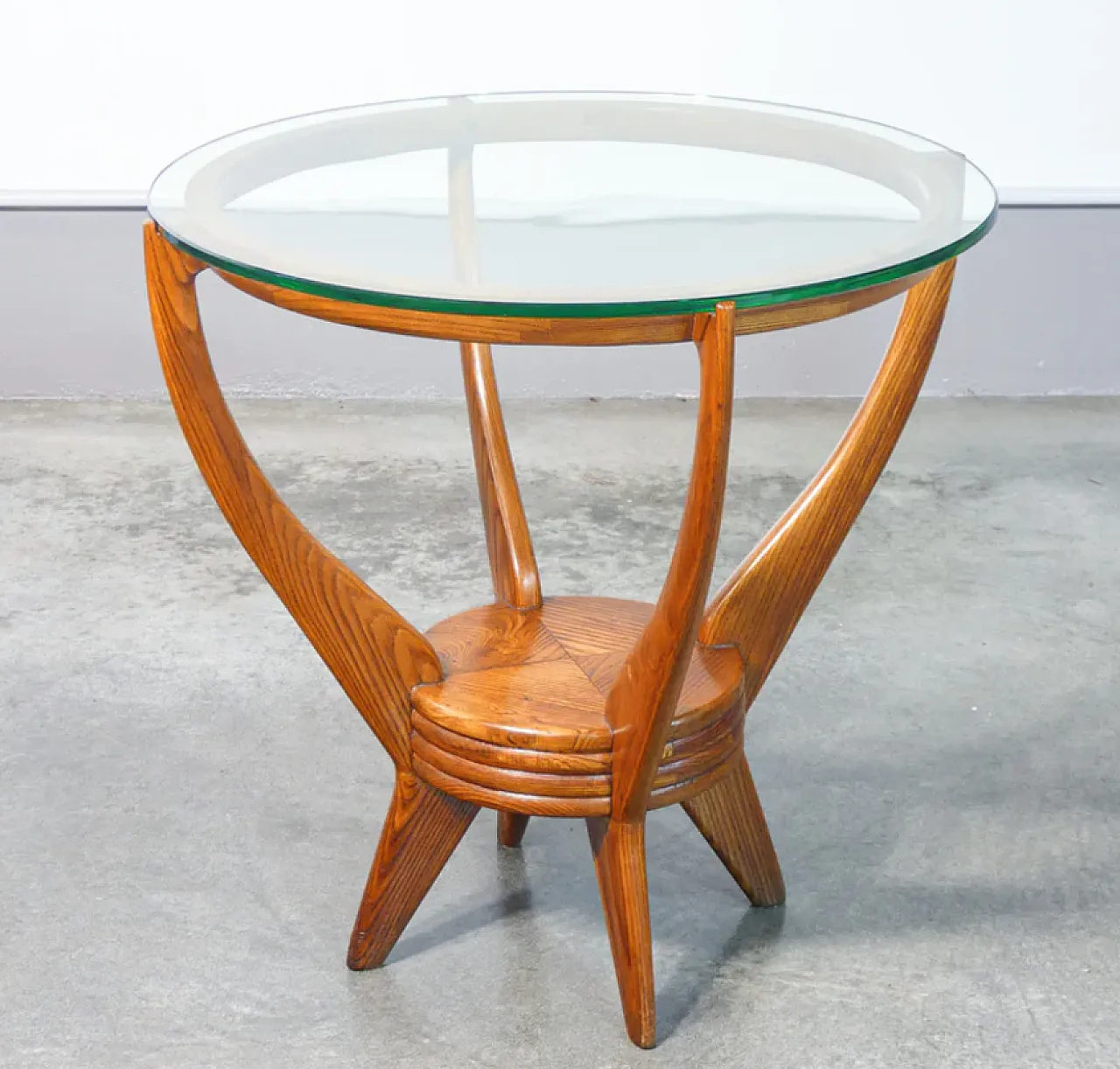 Wood and glass coffee table, 1950s 1