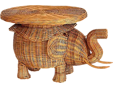 Elephant wicker coffee table by Vivai Del Sud, 1970s