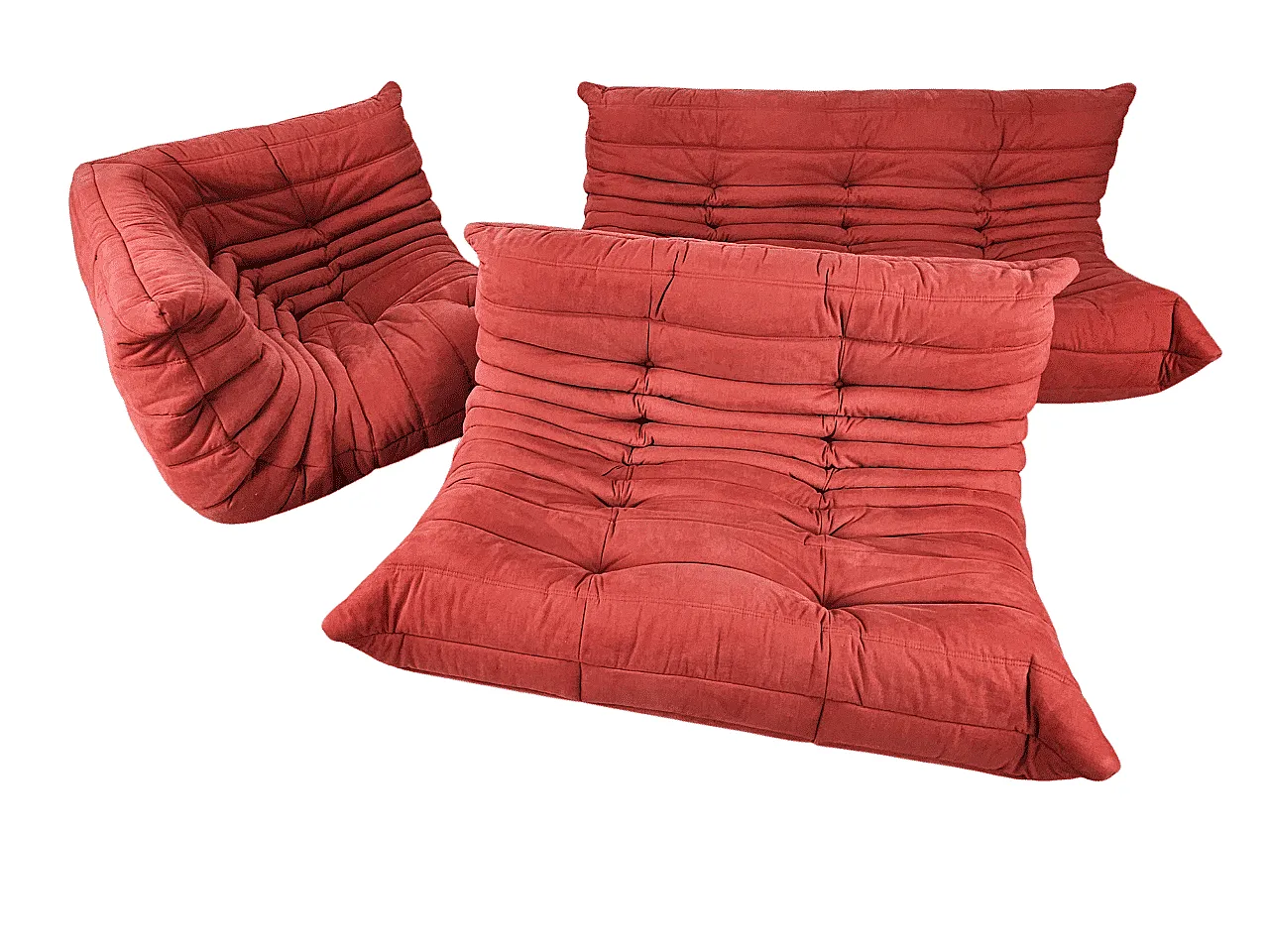 Divano angolare Togo di M. Ducaroy per Ligne Roset rosso, anni '70 3