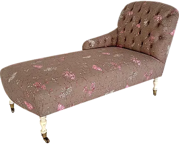 Victorian chaise longue with capitonné upholstery, 1950s