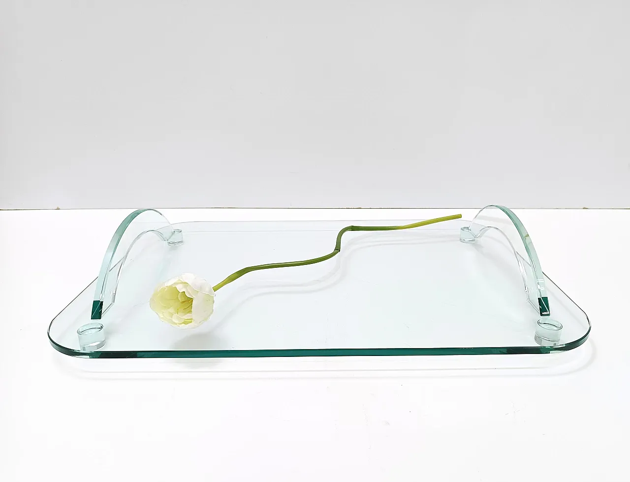 Transparent Glass Tray in the style of Fontana Arte, Italy 1980s 2