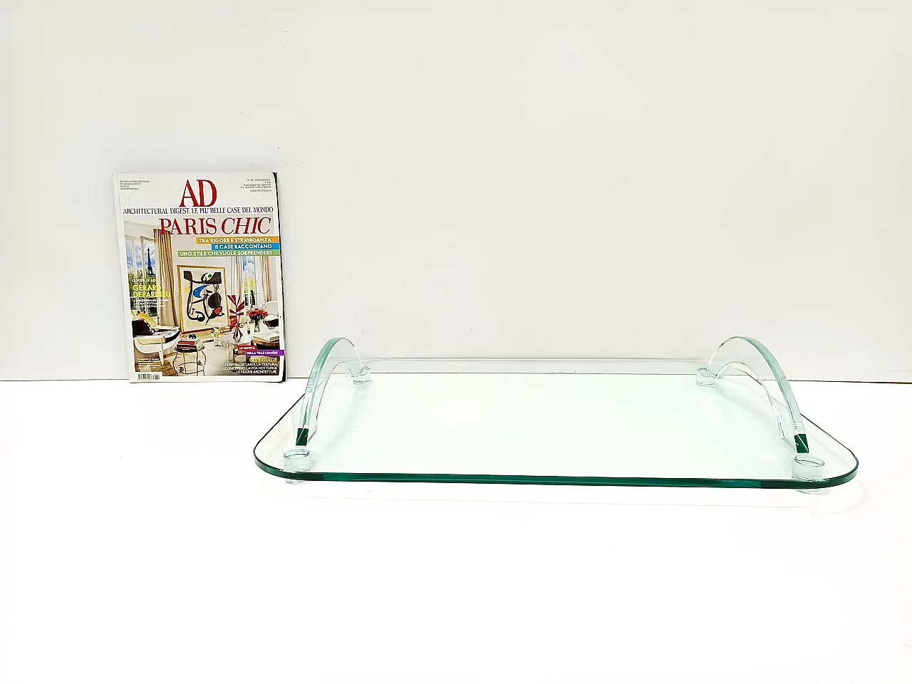 Transparent Glass Tray in the style of Fontana Arte, Italy 1980s 4