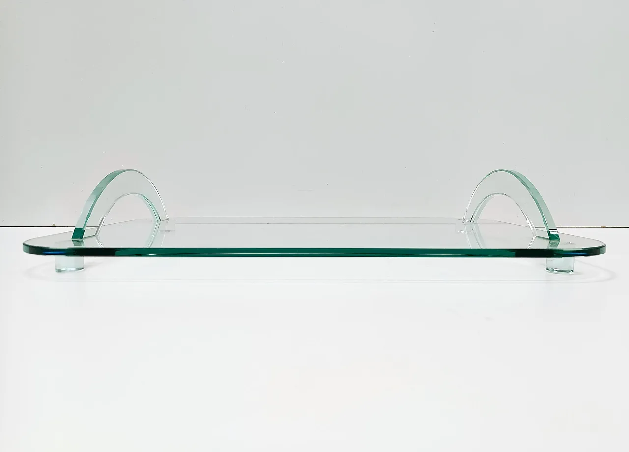 Transparent Glass Tray in the style of Fontana Arte, Italy 1980s 6