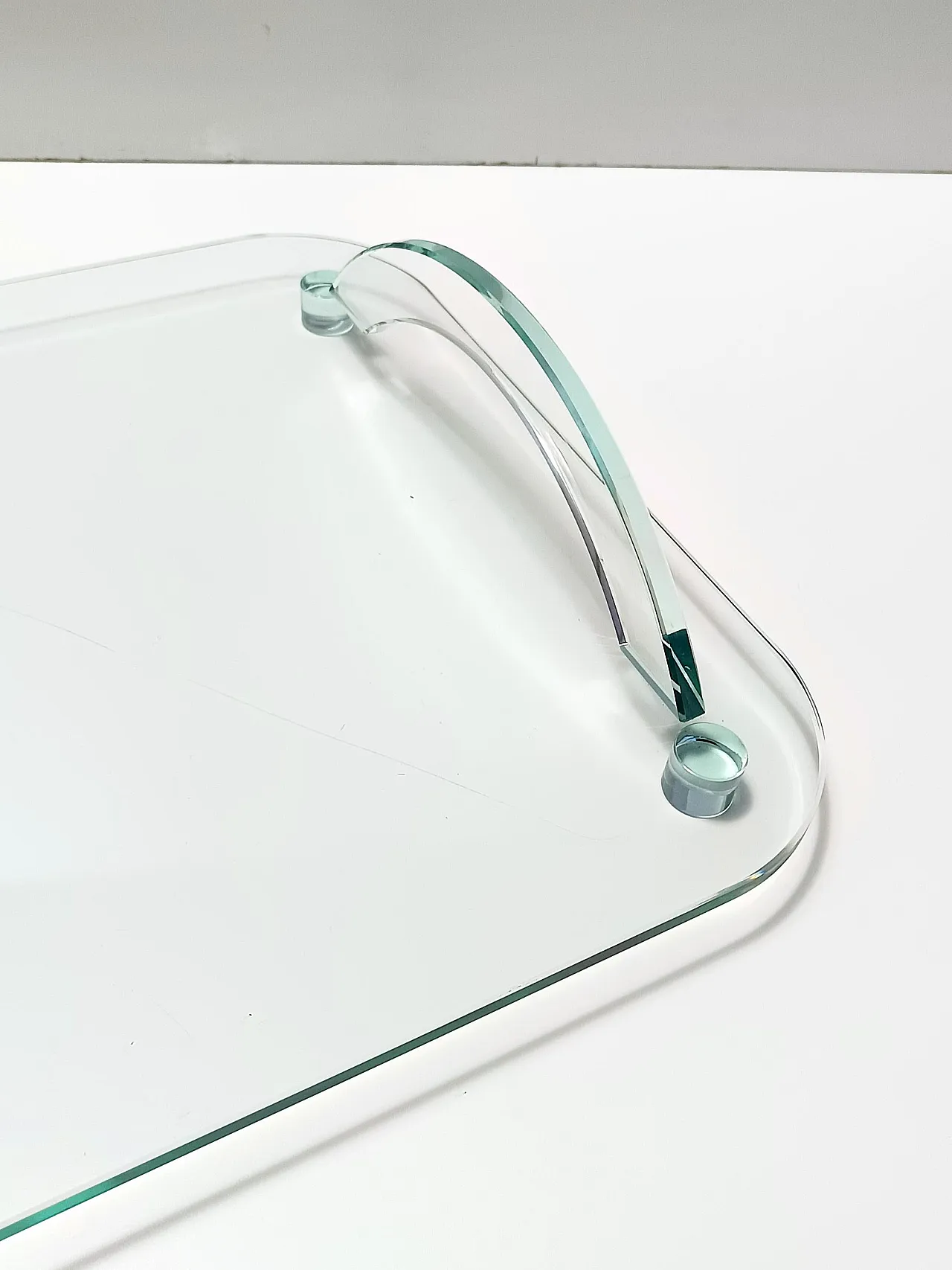 Transparent Glass Tray in the style of Fontana Arte, Italy 1980s 8