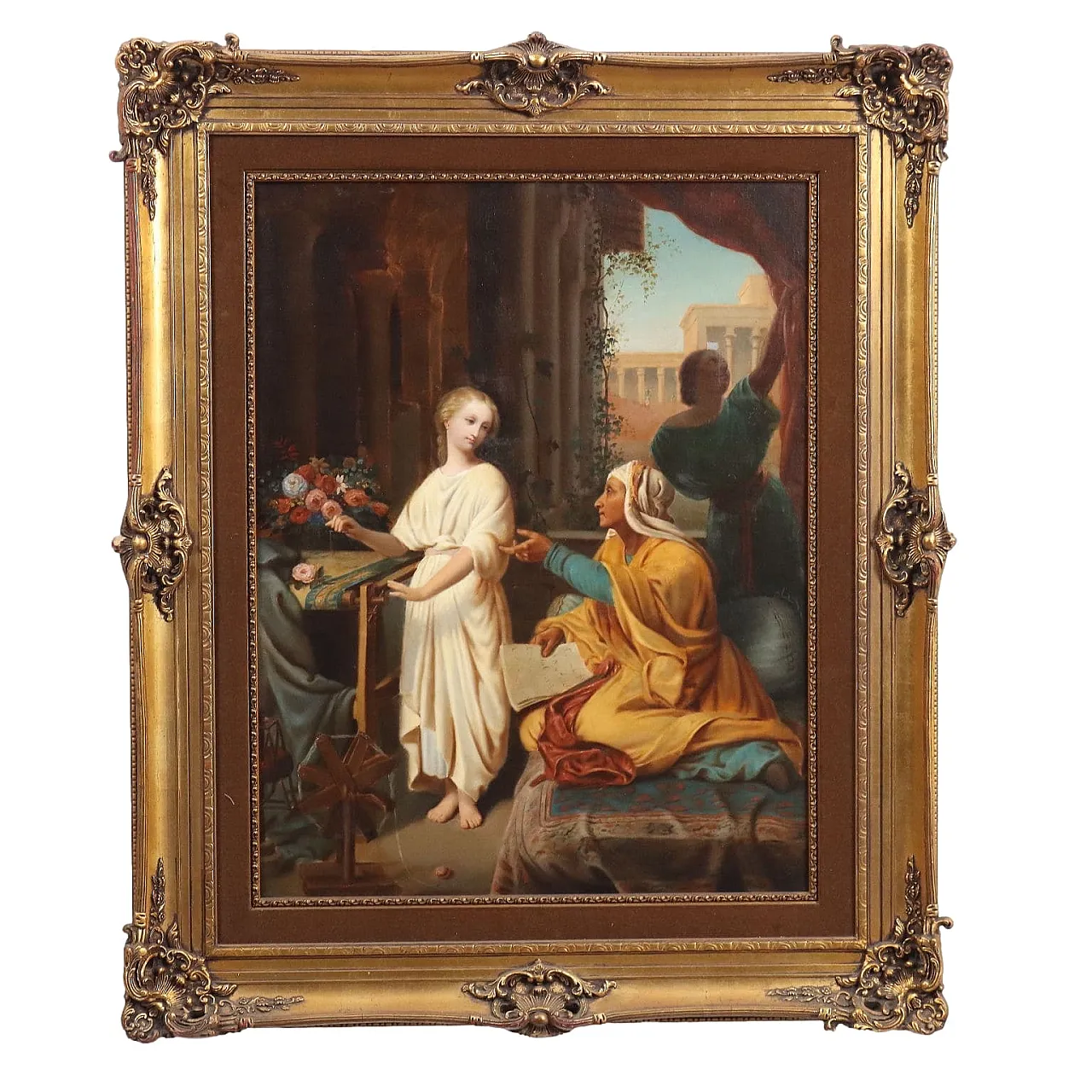 Scene with Spinner, oil on canvas, 19th century 1