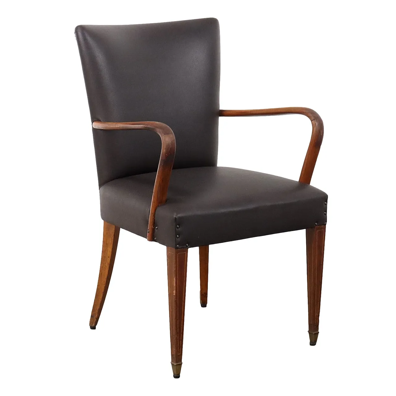 Beech and imitation leather chair, mid-20th century 1