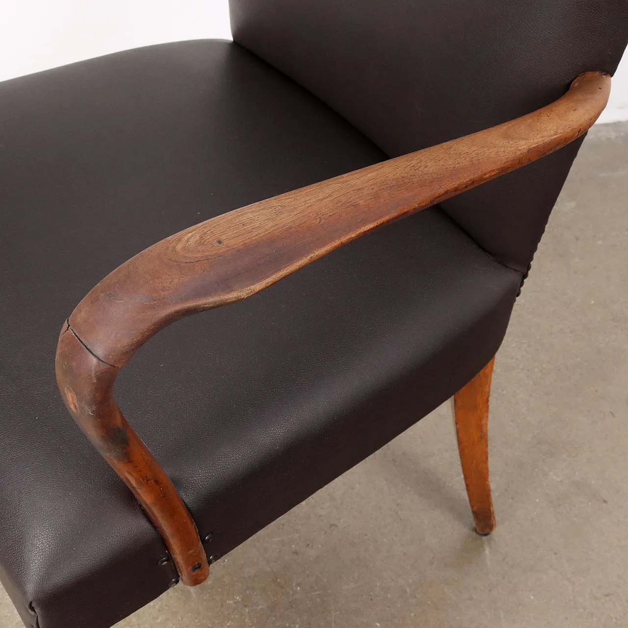 Beech and imitation leather chair, mid-20th century 3